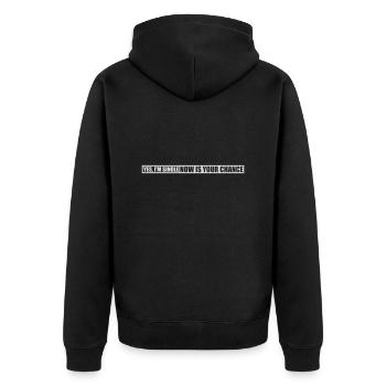 single now your chance - Unisex Premium Bio Zip Hoodie - Schwarz - Hinten - Nico (187cm)