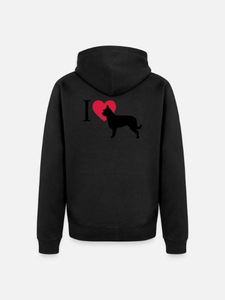 J'aime Berger de Picardie - Veste à capuche bio Premium Unisexe - noir