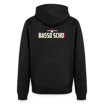 Bassd scho! - Unisex Premium Bio Zip Hoodie - Schwarz - Hinten - Nico (187cm)