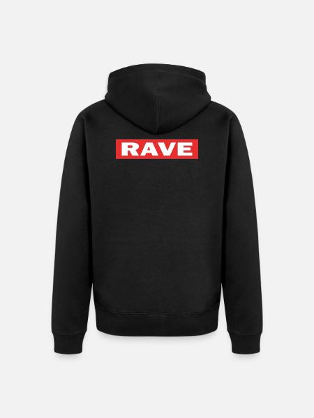 rave - Unisex Premium Organic Zip Hoodie - black