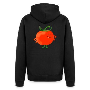 Tomate - Unisex Premium Bio Zip Hoodie - Schwarz - Hinten - Nico (187cm)