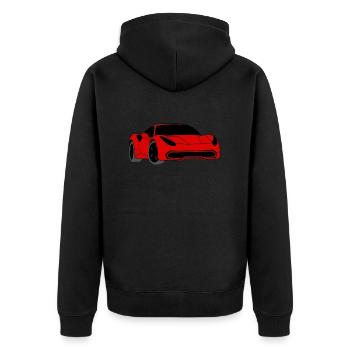 Auto - Unisex Premium Bio Zip Hoodie - Schwarz - Hinten - Nico (187cm)
