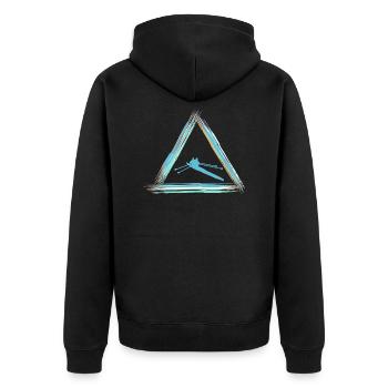 Rudern - Unisex Premium Bio Zip Hoodie - Schwarz - Hinten - Nico (187cm)