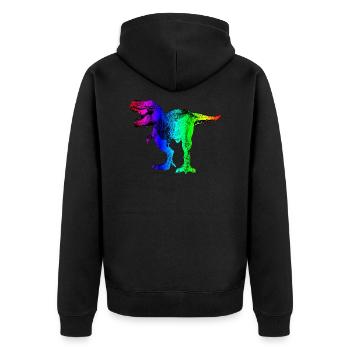 Techno T-Rex - Unisex Premium Bio Zip Hoodie - Schwarz - Hinten - Nico (187cm)
