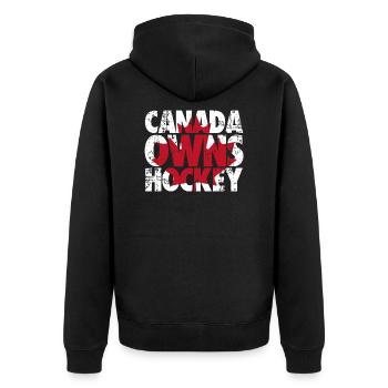 Canada Owns Hockey - Unisex Premium Organic Zip Hoodie - black - Back - Nico (187cm)