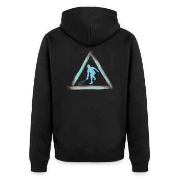 Squash - Unisex Premium Bio Zip Hoodie - Schwarz - Hinten - Nico (187cm)