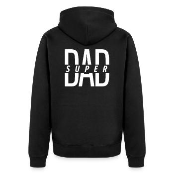 super dad - Unisex Premium Organic Zip Hoodie - black - Back - Nico (187cm)
