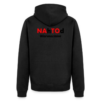 Nahtod Warmachine schwarz rot - Unisex Premium Bio Zip Hoodie - Schwarz - Hinten - Nico (187cm)