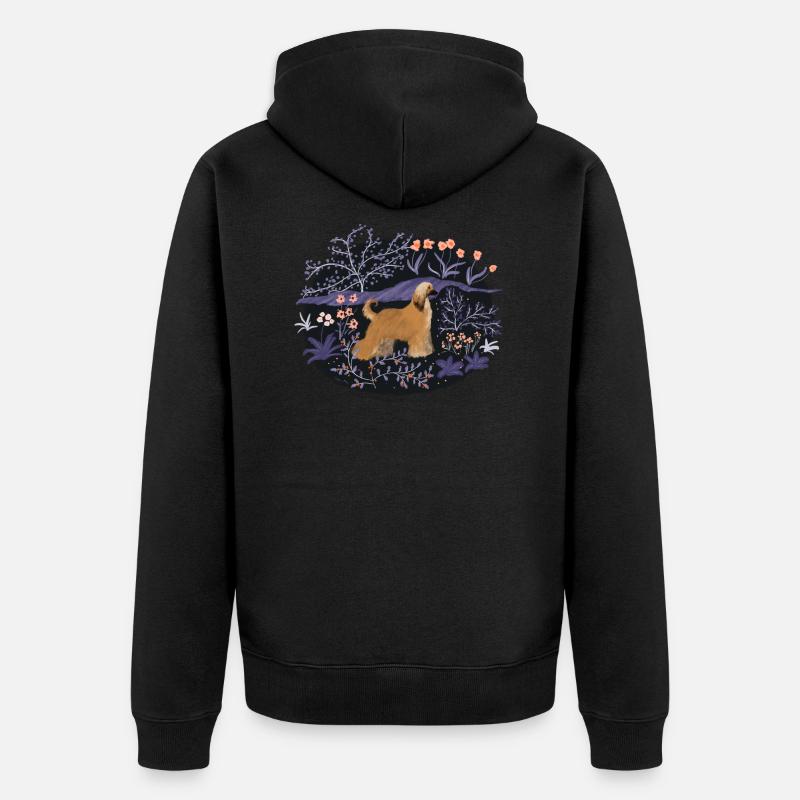 Afghane im Traumwald - Unisex Premium Bio Zip Hoodie - Schwarz