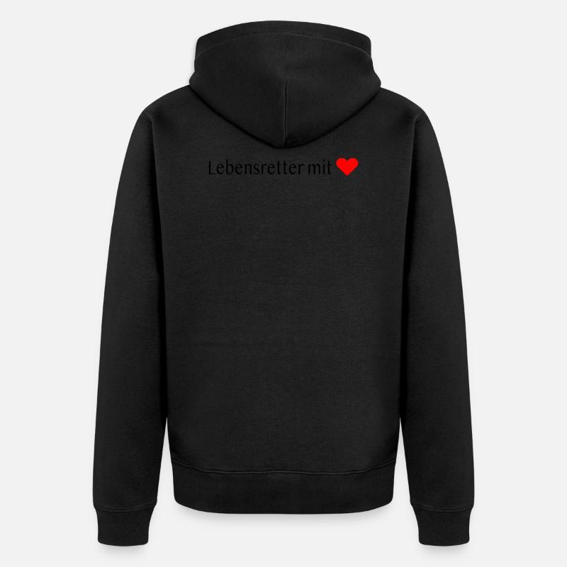 Lebensretter mit ❤️ - Unisex Premium Bio Zip Hoodie - Schwarz