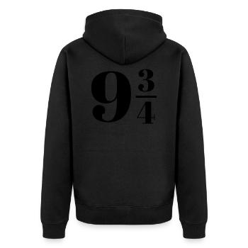 Railway track Nine-three-quarters 9 3/4 - Unisex Premium Organic Zip Hoodie - black - Back - Nico (187cm)