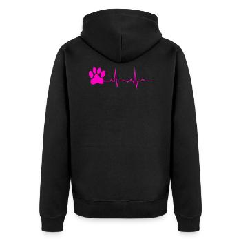 Herzschlag pfote Hund - Unisex Premium Bio Zip Hoodie - Schwarz - Hinten - Nico (187cm)