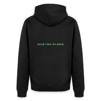Fuck The System - Unisex Premium Bio Zip Hoodie - Schwarz - Hinten - Nico (187cm)