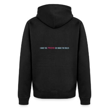 i have the pussy so i make the rules - Unisex Premium Bio Zip Hoodie - Schwarz - Hinten - Nico (187cm)