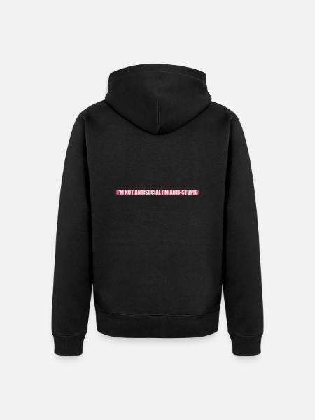 pas antisocial anti-stupide - Veste à capuche bio Premium Unisexe - noir