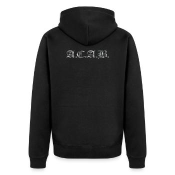 ACAB digital camouflage - Unisex Premium Bio Zip Hoodie - Schwarz - Hinten - Nico (187cm)