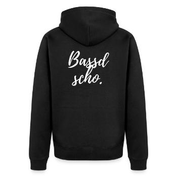 Bassd scho. Cool franc design - Unisex Premium Organic Zip Hoodie - black - Back - Nico (187cm)