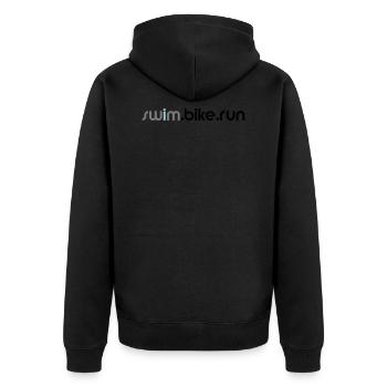 swim.bike.run triathlon triathlete cadeau sport - Veste à capuche bio Premium Unisexe - noir - Dos - Nico (187cm)