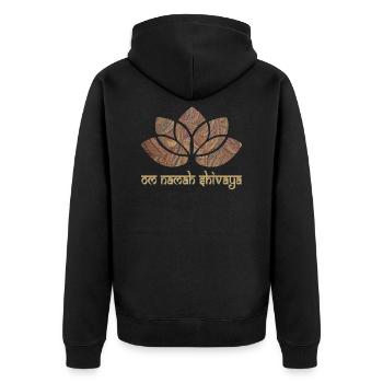 mantra om namah shivaya e 22 - Unisex Premium Bio Zip Hoodie - Schwarz - Hinten - Nico (187cm)