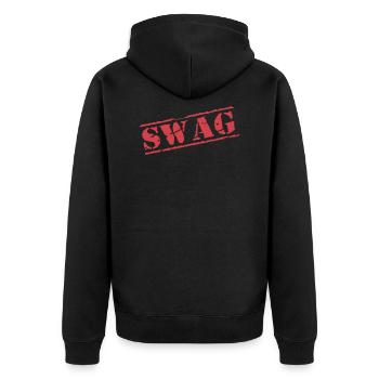 stempel swag - Unisex Premium Bio Zip Hoodie - Schwarz - Hinten - Nico (187cm)