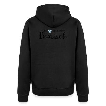Mei Herz schlogt Boarisch - Bayern, - Unisex Premium Bio Zip Hoodie - Schwarz - Hinten - Nico (187cm)