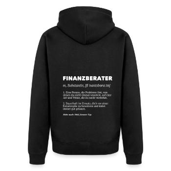 Finanzberater Finanzberaterin Finanzen Buchhalter - Unisex Premium Bio Zip Hoodie - Schwarz - Hinten - Nico (187cm)