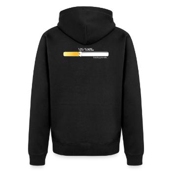 Promille Ladebalken - Unisex Premium Bio Zip Hoodie - Schwarz - Hinten - Nico (187cm)