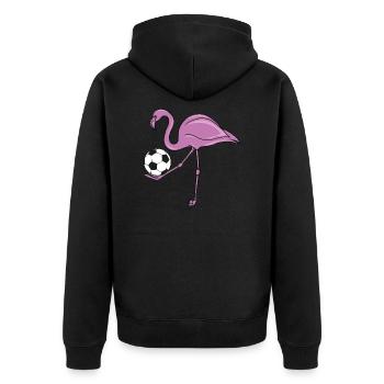 Flamingo Soccer Pink Soccer Gift - Unisex Premium Organic Zip Hoodie - black - Back - Nico (187cm)