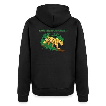 Protect the rainforest - Unisex Premium Organic Zip Hoodie - black - Back - Nico (187cm)