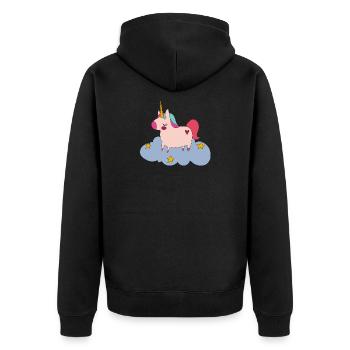 Unicorn , Einhorn, - Unisex Premium Bio Zip Hoodie - Schwarz - Hinten - Nico (187cm)