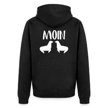 Moin Robben - Unisex Premium Bio Zip Hoodie - Schwarz - Hinten - Nico (187cm)