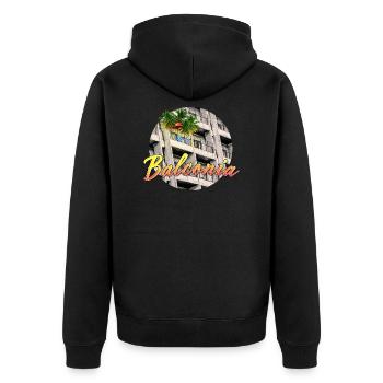 BALCONIA - Unisex Premium Organic Zip Hoodie - black - Back - Nico (187cm)