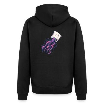 Plastik Qualle - Unisex Premium Bio Zip Hoodie - Schwarz - Hinten - Nico (187cm)