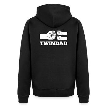 Zwillingspapa Vater Vatertag Faust Spruch - Unisex Premium Bio Zip Hoodie - Schwarz - Hinten - Nico (187cm)