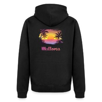 Ich liebe Mallorca - Unisex Premium Bio Zip Hoodie - Schwarz - Hinten - Nico (187cm)