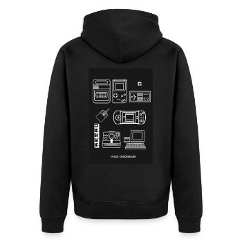 poster retro games konsole nerd 8bit pc spiele LOL - Unisex Premium Bio Zip Hoodie - Schwarz - Hinten - Nico (187cm)