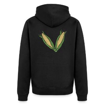 Corn! - Unisex Premium Organic Zip Hoodie - black - Back - Nico (187cm)