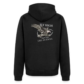 Fliege hoch wie ein Adler - Weed Kiffen Marijuana - Unisex Premium Bio Zip Hoodie - Schwarz - Hinten - Nico (187cm)