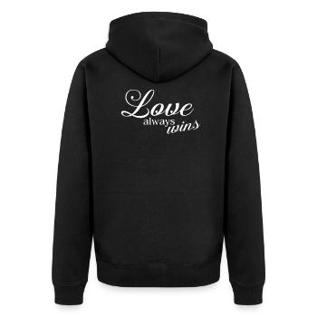 Statement - LOVE always wins 2 - Unisex Premium Organic Zip Hoodie - black - Back - Nico (187cm)