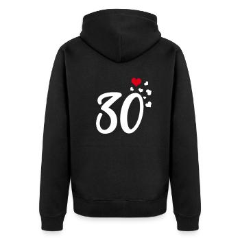 30 Herzen 30. Geburtstag Jubiläum - Unisex Premium Bio Zip Hoodie - Schwarz - Hinten - Nico (187cm)