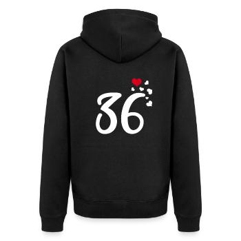 36e anniversaire coeurs 36 - Veste à capuche bio Premium Unisexe - noir - Dos - Nico (187cm)