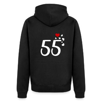 55th Birthday Anniversary Hearts 55 - Unisex Premium Organic Zip Hoodie - black - Back - Nico (187cm)