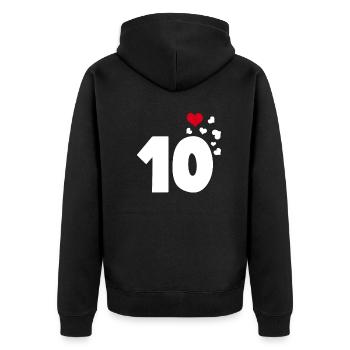10 Herzen 10. Geburtstag - Unisex Premium Bio Zip Hoodie - Schwarz - Hinten - Nico (187cm)