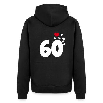 60 cœurs 60e anniversaire - Veste à capuche bio Premium Unisexe - noir - Dos - Nico (187cm)