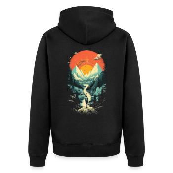 Hiking - Unisex Premium Organic Zip Hoodie - black - Back - Nico (187cm)