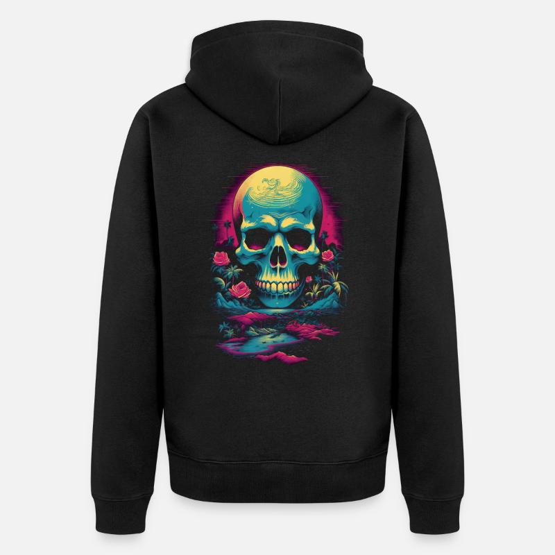 Tête de crâne rétro - Veste à capuche bio Premium Unisexe - noir