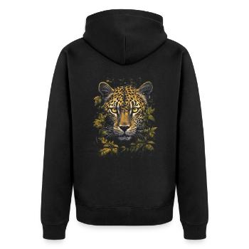 Leopard - Unisex Premium Organic Zip Hoodie - black - Back - Nico (187cm)