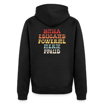 Latina Educated Powerful Fuerte Proud Feminist - Veste à capuche bio Premium Unisexe - noir - Dos - Nico (187cm)