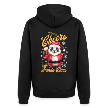 Weihnachten Bier Panda Bär Alkohol Prost Lustig - Unisex Premium Bio Zip Hoodie - Schwarz - Hinten - Nico (187cm)