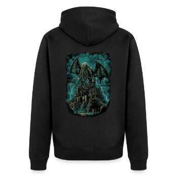 NIght des Cthulhu - Unisex Premium Bio Zip Hoodie - Schwarz - Hinten - Nico (187cm)